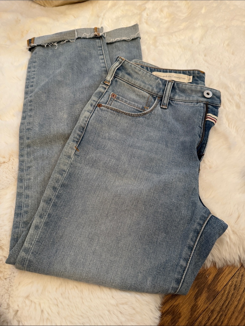 Pilcro (Anthropology) Light Blue Denim Jeans with Contrast Stitching